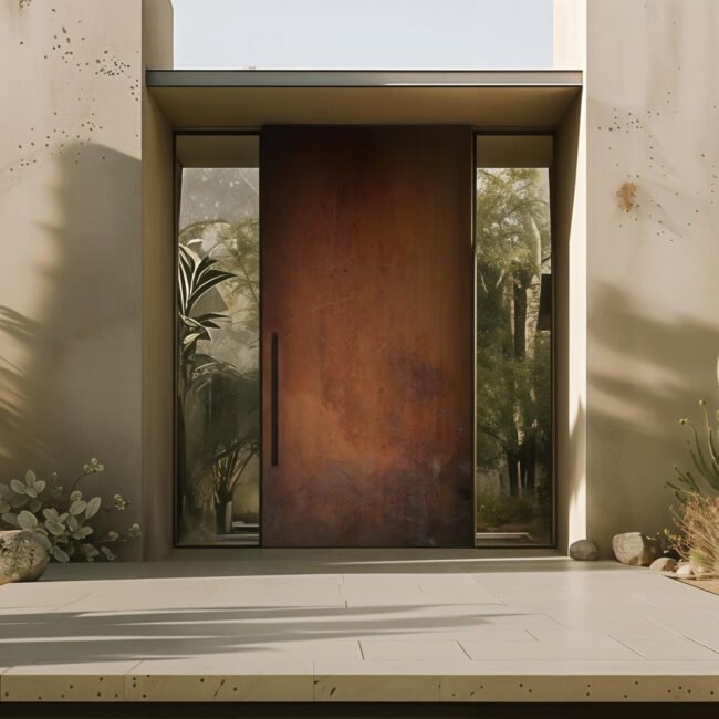 Modern entrance door of a luxury villa