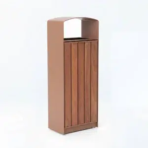 OXFORD ARC - ALUMINUM WITH WOODEN SUBLIMATION TRASH CAN BY METAL FABRIK