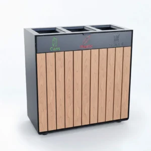 OXFORD TRIO CLASSIC - ALUMINUM WITH WOODEN SUBLIMATION Trash Can