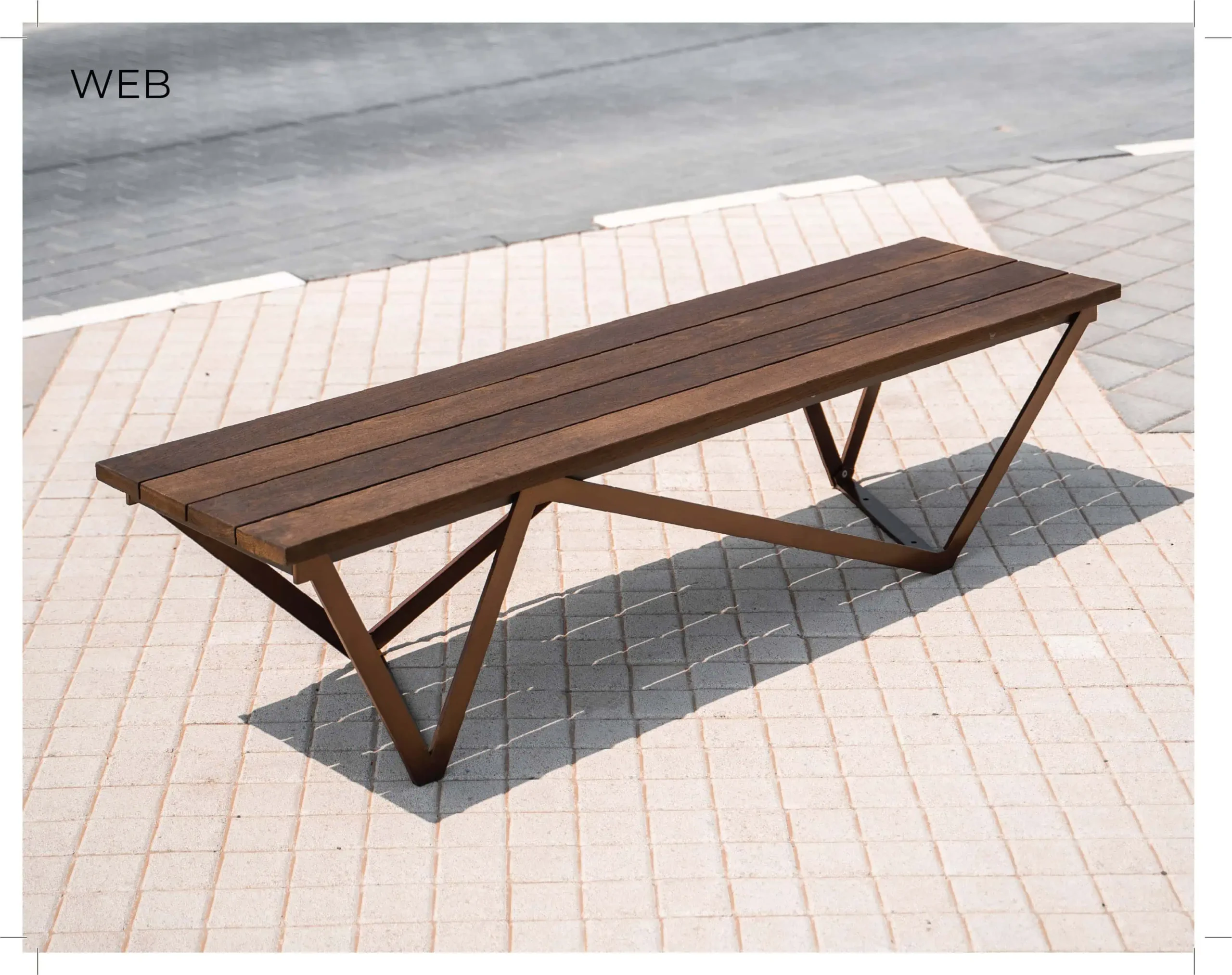 Web Bench - Metal and Hardwood Street Furniture - Urban Furniture By Metal Fabrik
