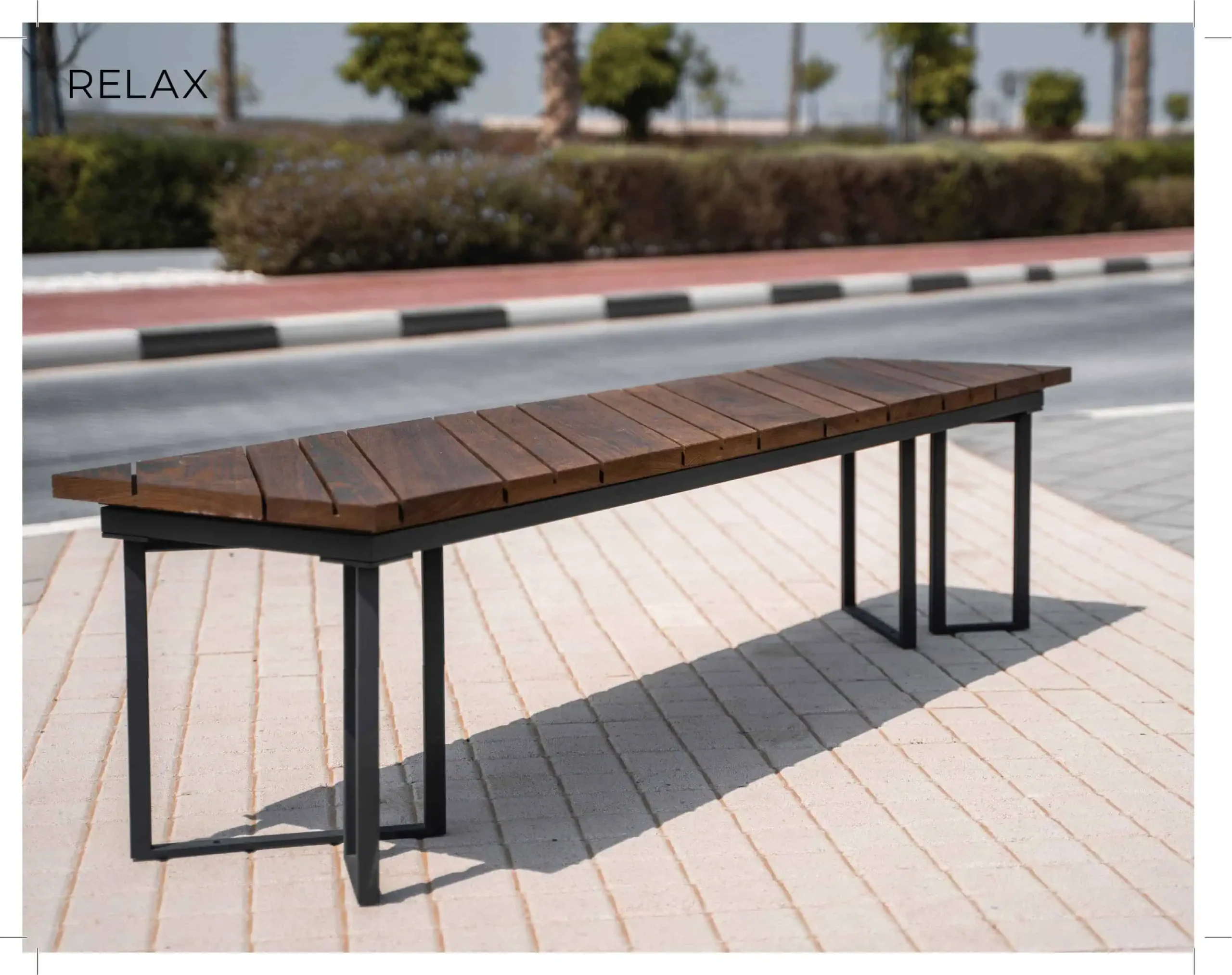 Relax Bench - Metal and Hardwood Street Furniture - Urban Furniture By Metal Fabrik