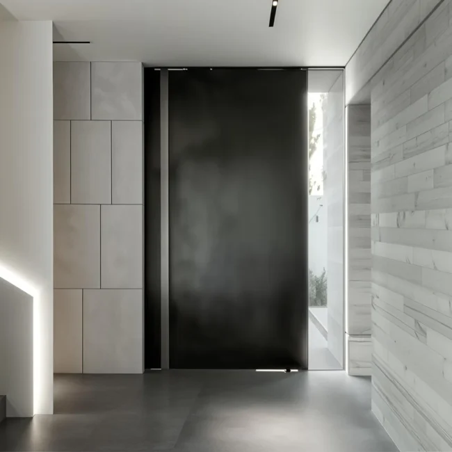 HR Black finish entrance door by Metal Fabrik