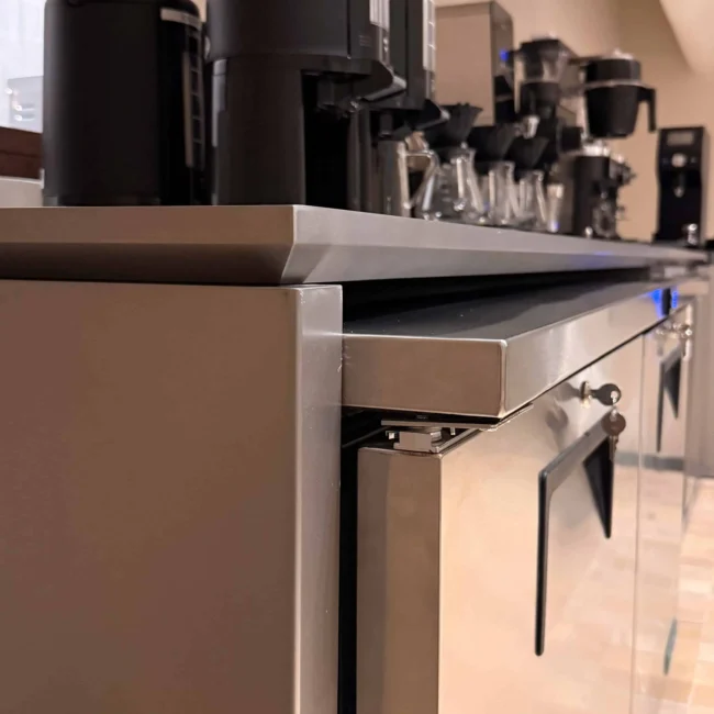 Customized Cafe counter by BLOK by Metal Fabrik - PEAKS - The Tent Cafe Riyadh Saudi Arabia