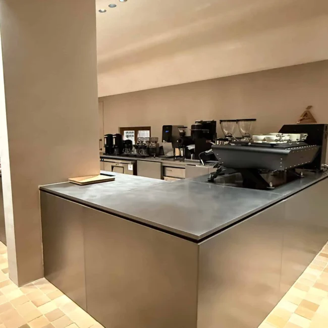Customized Cafe counter by BLOK by Metal Fabrik - PEAKS - The Tent Cafe Riyadh Saudi Arabia