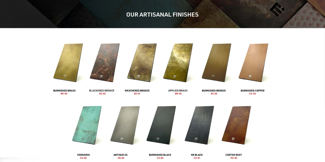 Finishes used by KANVAS entrance and garage doors by Metal Fabrik